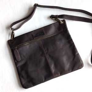 Sharo 12” Dark Brown Leather Adjustable CrossBody Bag